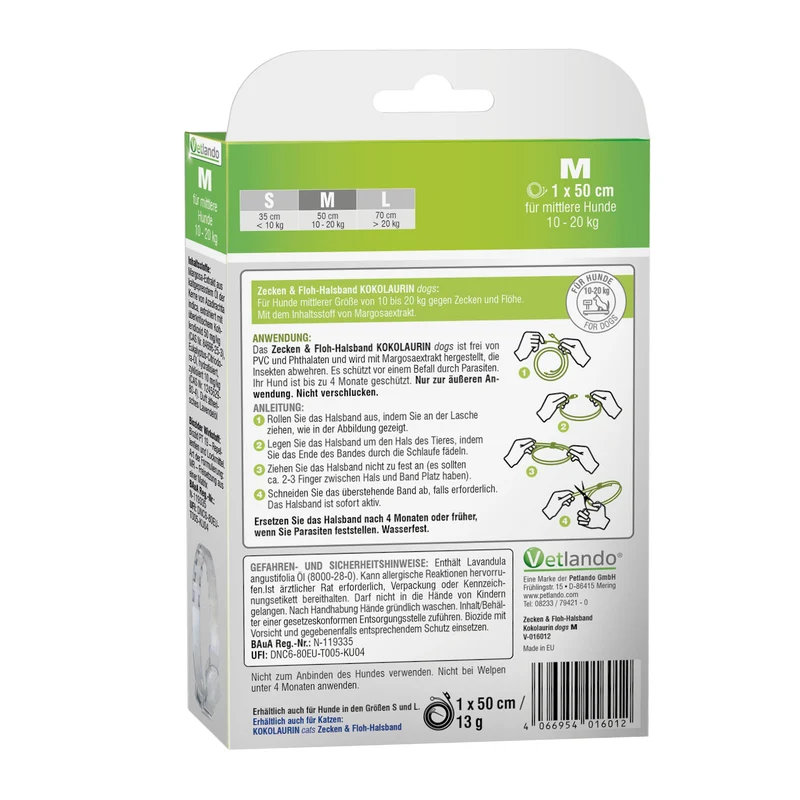 Zecken- & Floh-Halsband Kokolaurin für Hunde