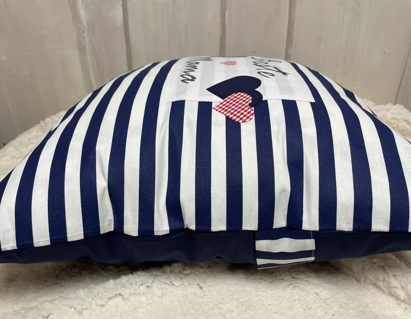 Landhausstil Kissenhülle, Vatertags Geschenk, Dekokissen *Bester Papa *blau/weiß