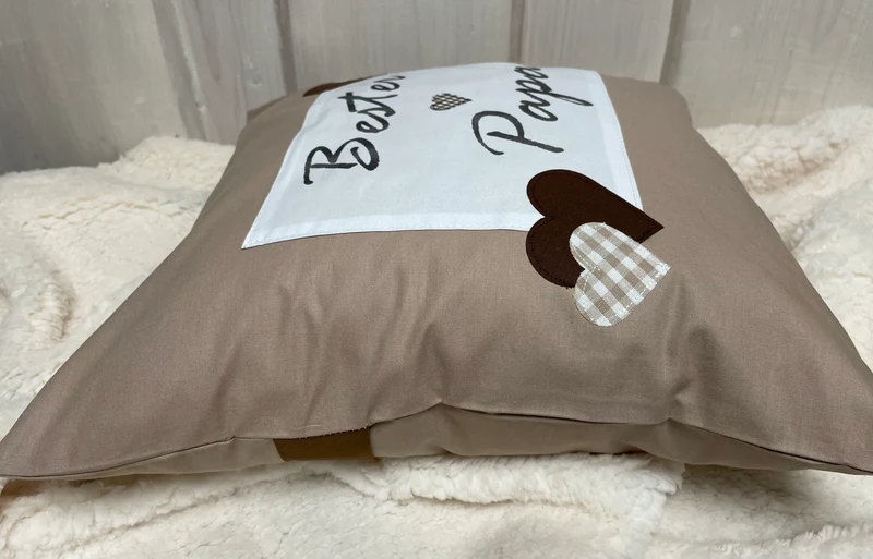 Landhausstil Kissenhülle, Vatertags Kissenbezug, Dekokissen *Bester Papa *beige/weiß