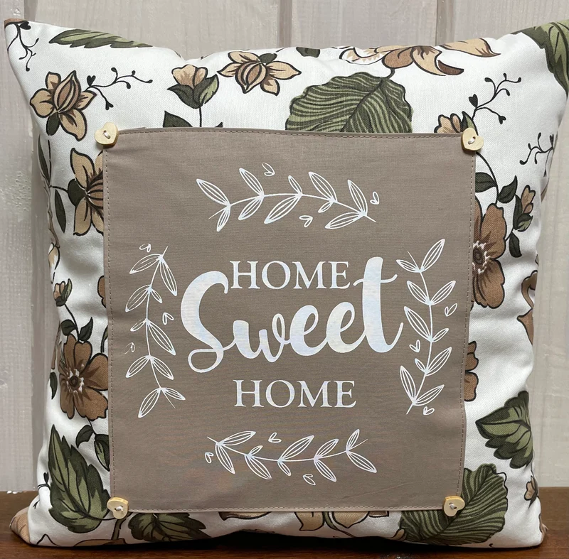 Landhausstil Kissenhülle * Kissenbezug * Dekokissen „ Home Sweet Home „ beige/grün