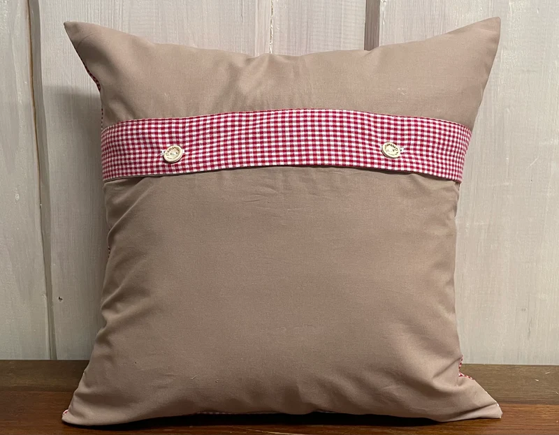 Landhausstil Kissenhülle, Kissenbezug, rot/beige kariertes Dekokissen * Hubertus Hirsch *