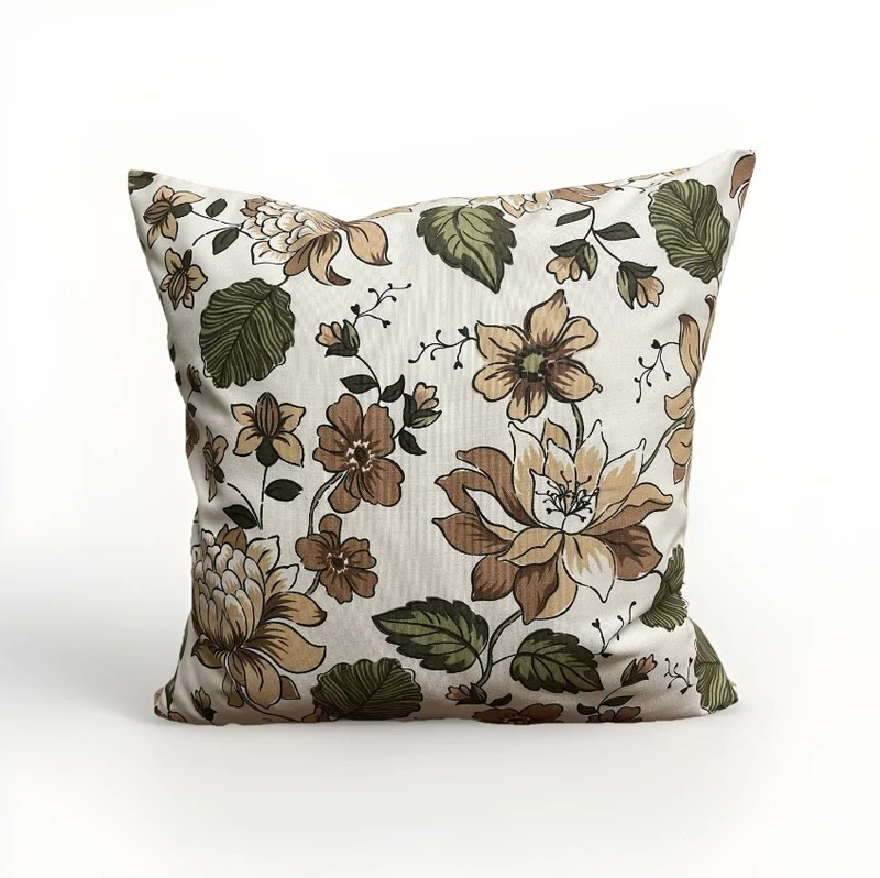 Landhausstil Kissenhülle * Kissenbezug * Dekokissen * Blumen beige/grün