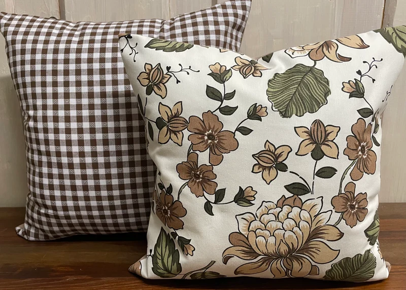 Landhausstil Kissenhülle * Kissenbezug * Dekokissen * Blumen beige/grün