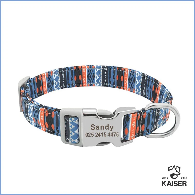 Personalisierte Hundehalsband mit bunten Mustern