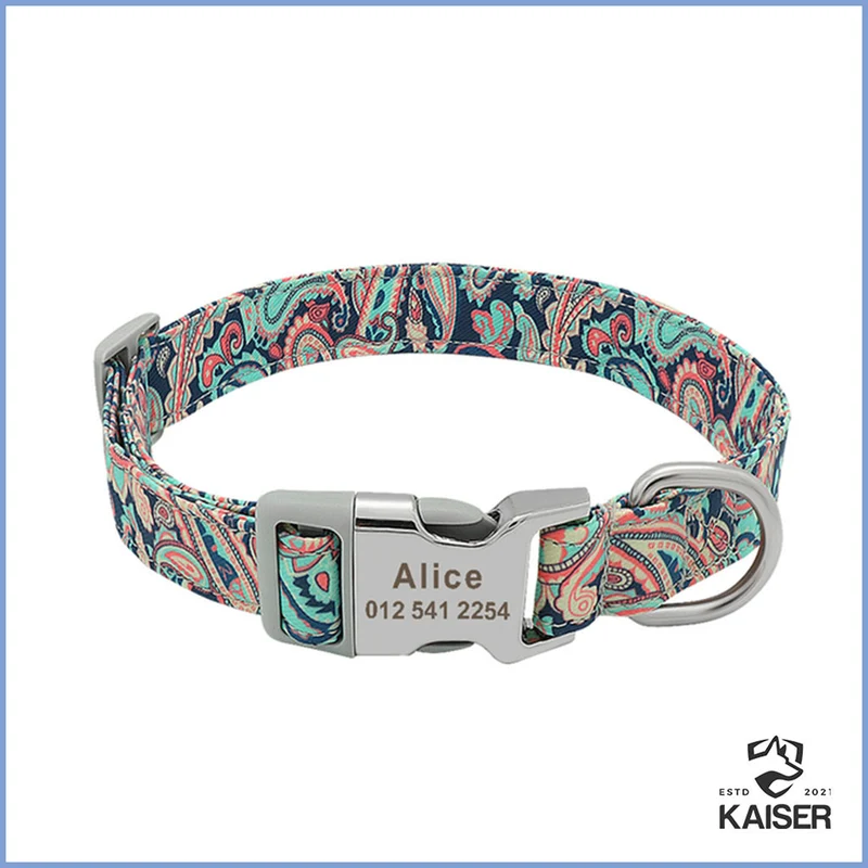 Personalisierte Hundehalsband mit bunten Mustern