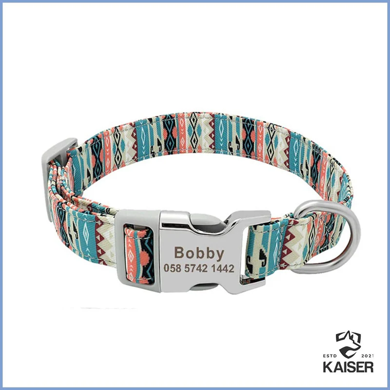 Personalisierte Hundehalsband mit bunten Mustern