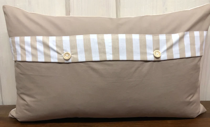 Maritime Kissenhülle, Landhausstil Kissenbezug * Heimathafen * Beige/weiß 30x50cm.