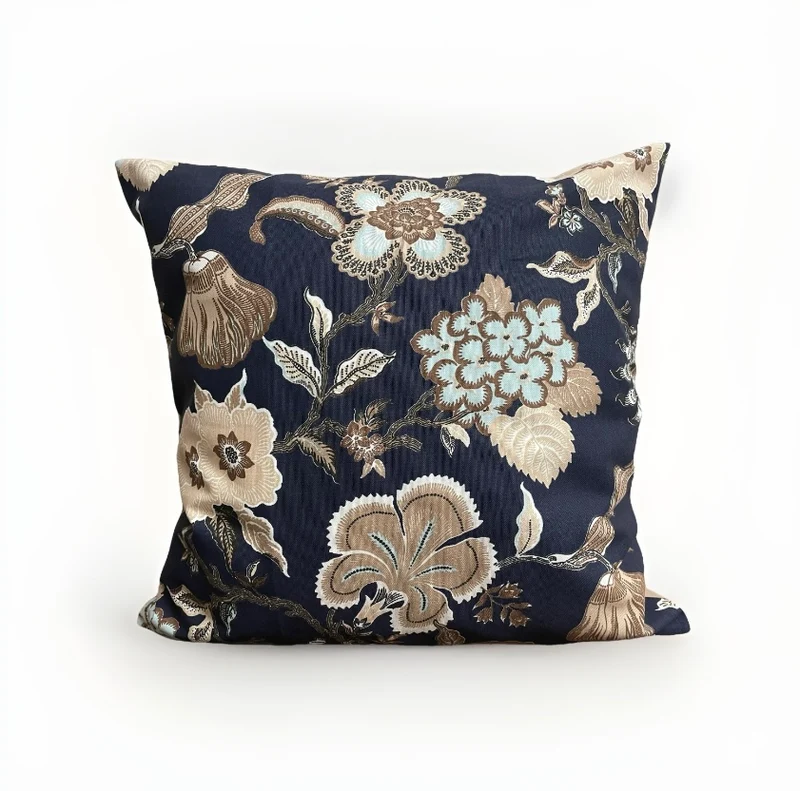 Landhausstil Kissenhülle * Kissenbezug * Dekokissen * Blumenmuster blau/beige