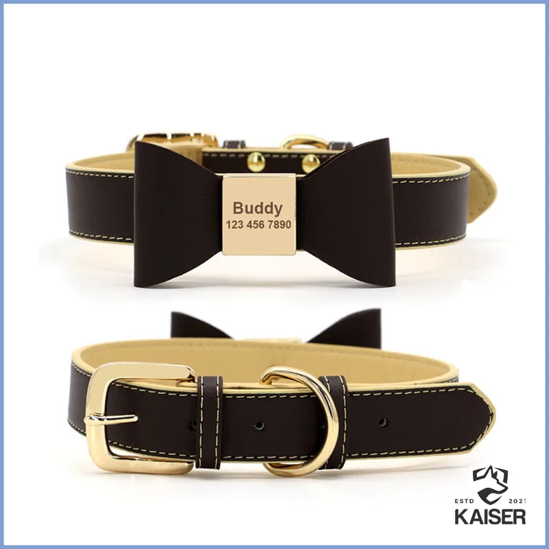 Personalisiertes Hundehalsband mit Fliege