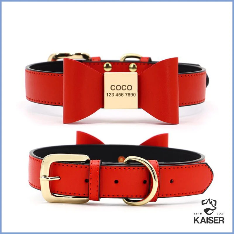 Personalisiertes Hundehalsband mit Fliege