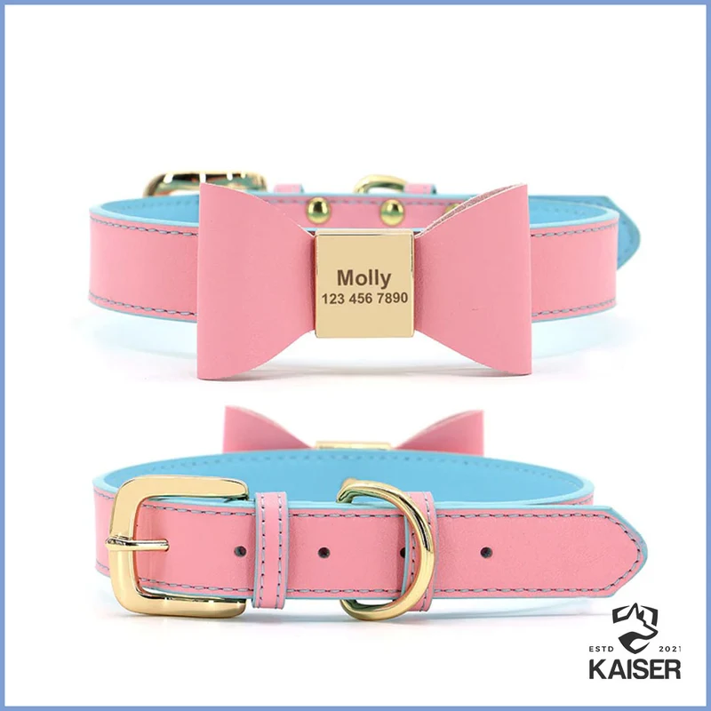 Personalisiertes Hundehalsband mit Fliege