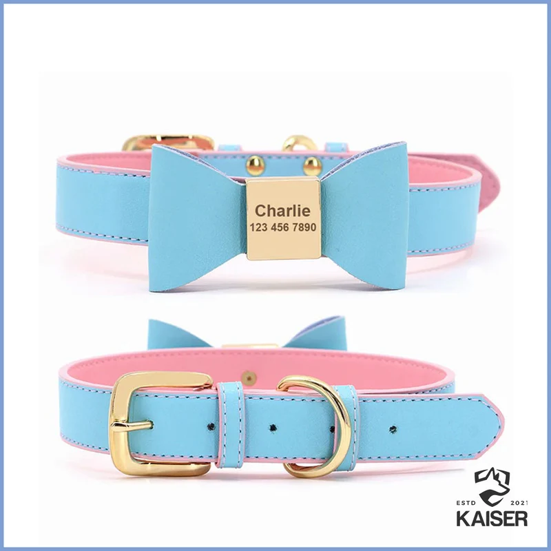 Personalisiertes Hundehalsband mit Fliege