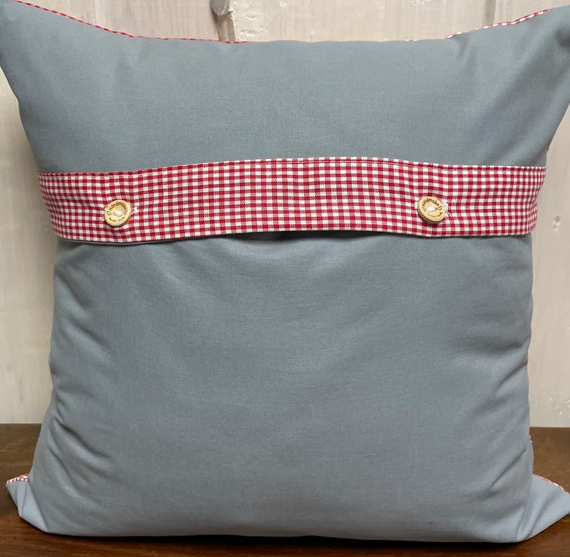 Landhausstil Kissenhülle, Kissenbezug, rot/weiß kariertes Dekokissen * Mufflon *