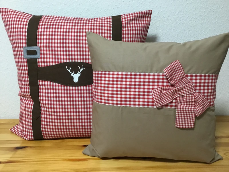 1x Landhausstil Kissenhülle * Kissenbezug * Bauernstube Dekokissen *Bayern* braun/rot