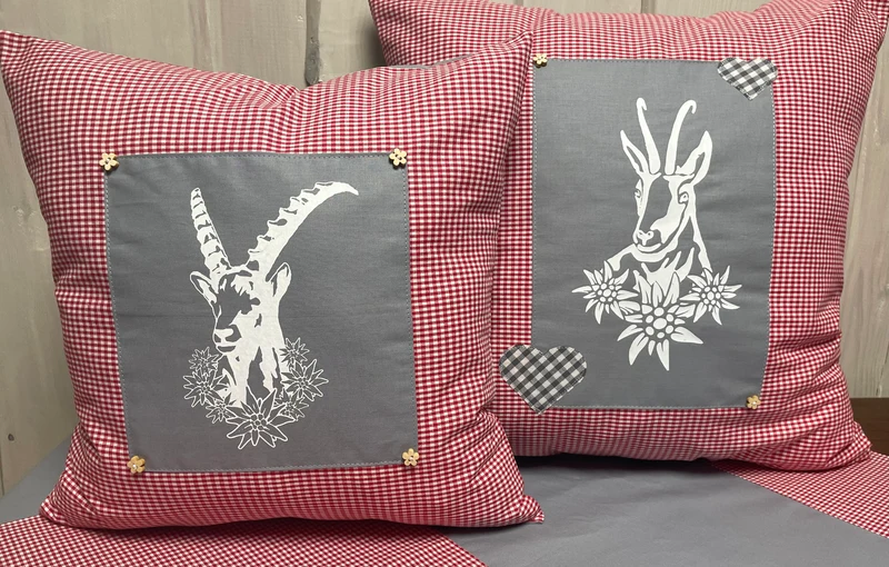 1x Landhausstil Kissenhülle * Kissenbezug * Bauernstube Dekokissen * Steinbock *