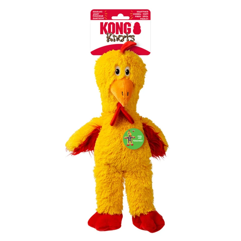 KONG Knots Chicken – Plüsch-Hundespielzeug mit Knotenseil & Quietscher