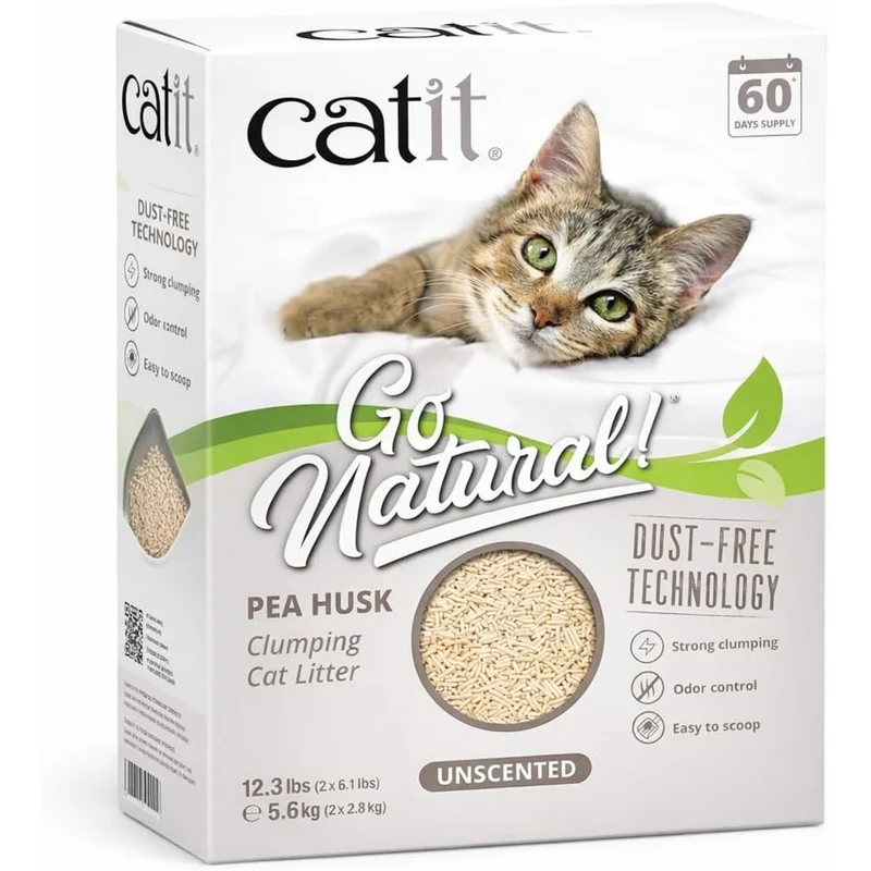 Go Natural!, klumpende Katzenstreu, aus Erbsenhülsen, 2 x 2,8kg (5,6kg)