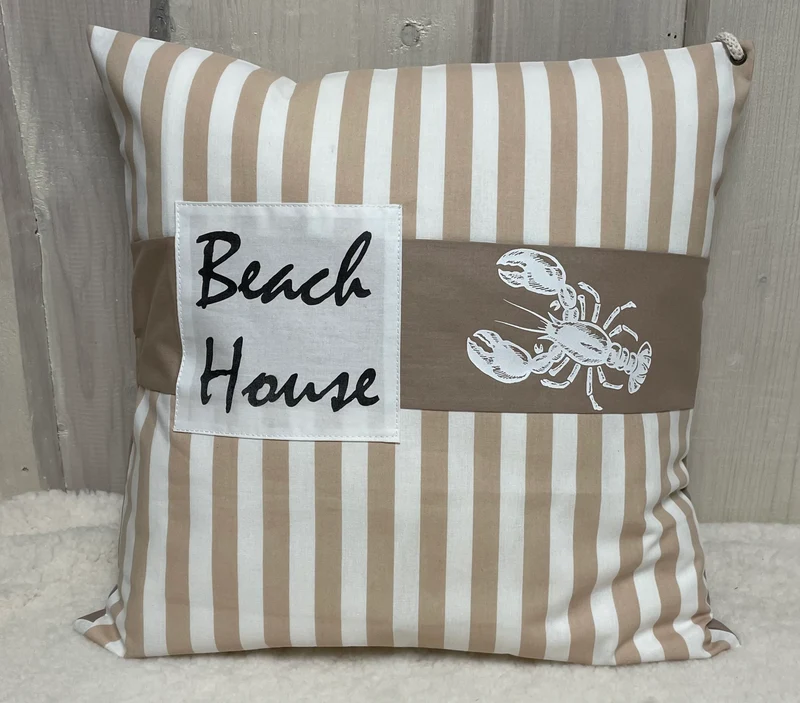 Maritime Kissenhülle, Landhausstil Dekokissen * Beach House * beige/weiß