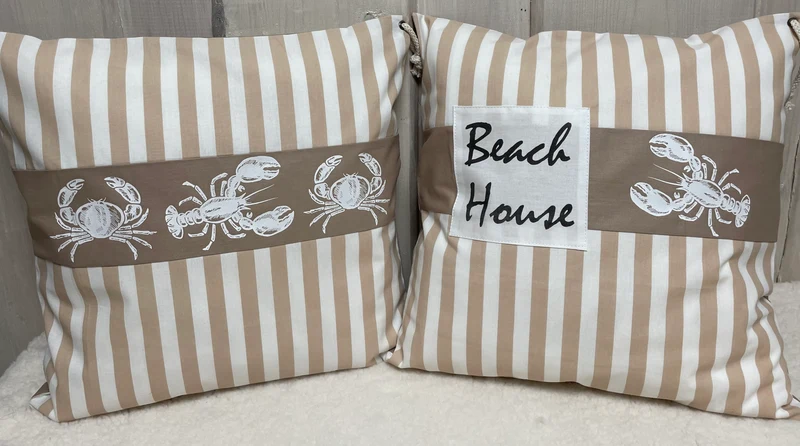 Maritime Kissenhülle, Landhausstil Dekokissen * Beach House * beige/weiß