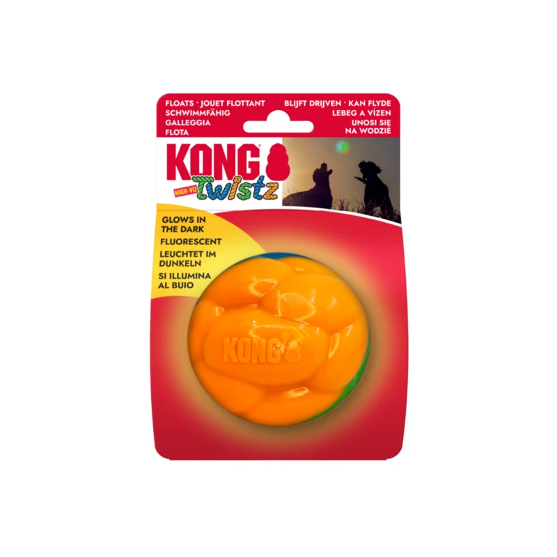 KONG Twistz High-Viz Ball – Leuchtender Hundeball mit Glow-in-the-Dark | Ø 8 cm