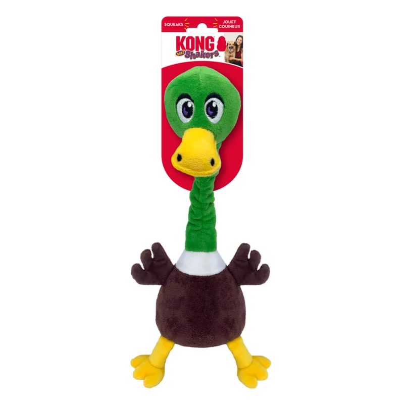 KONG Shakers Bobz Ente – Quietschendes Hundespielzeug für Apportier- & Kauspaß