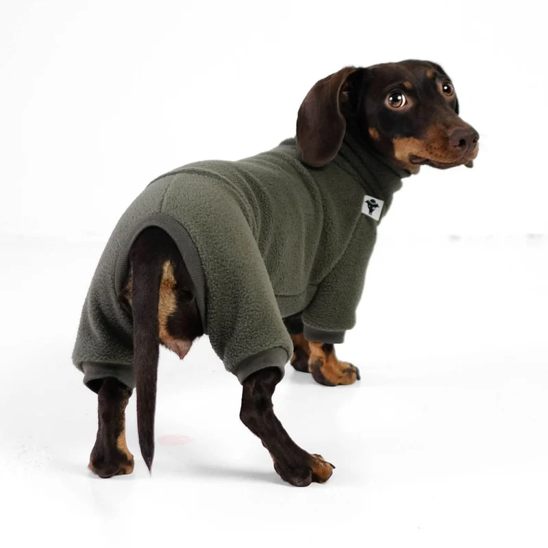 Fleece Overall für Dackel Olivgrün