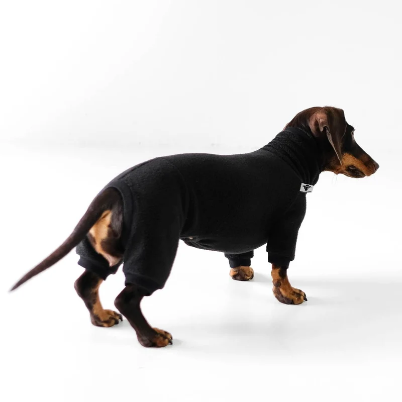 Fleece Overall für Dackel Schwarz