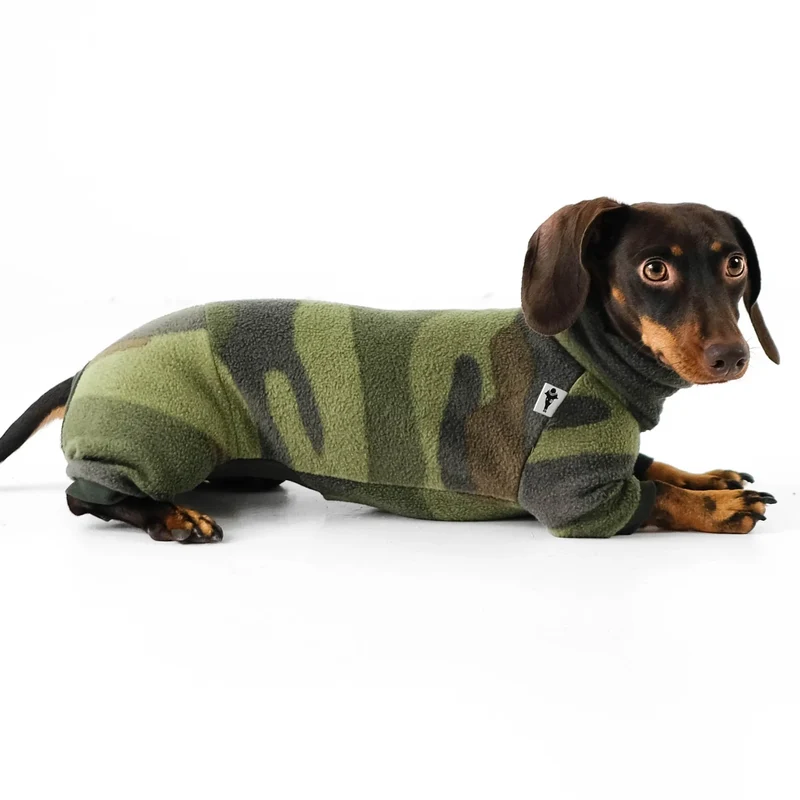 Fleece Overall für Dackel Camouflage