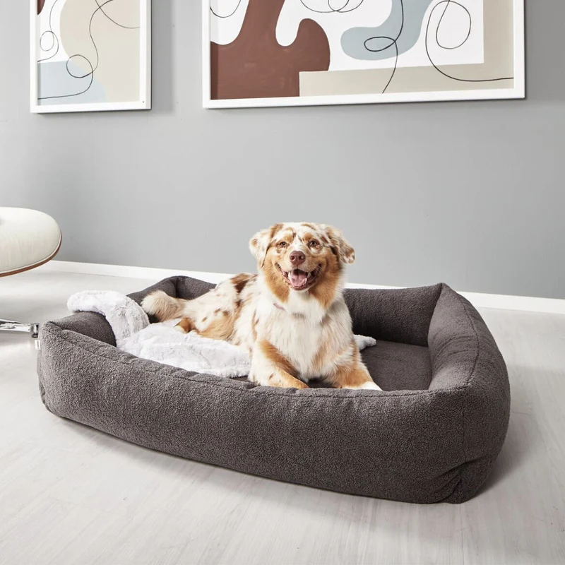 Hundebett Teddy Bouclé Ortho oder Classic Grey
