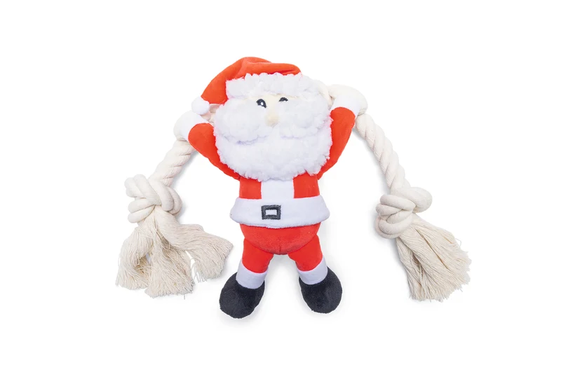 Beeztees Xmas Santa mit Seil – Weihnachtsspielzeug für Hunde
