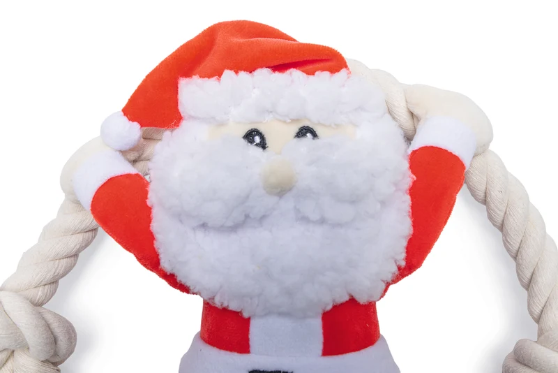 Beeztees Xmas Santa mit Seil – Weihnachtsspielzeug für Hunde