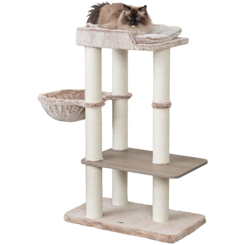 TRIXIE Kratzbaum Sienna – Moderner und Großer Kratzbaum in Holzoptik für Katzen