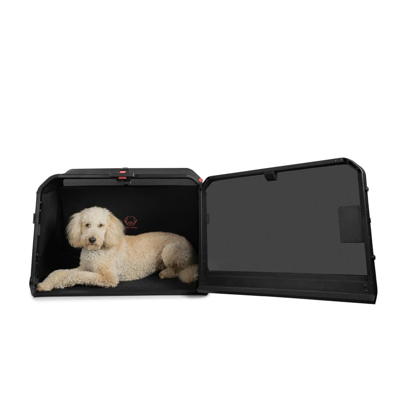 1one1 Hundetransportbox Origami – klappbar per Knopfdruck, Aluminium, S–XL
