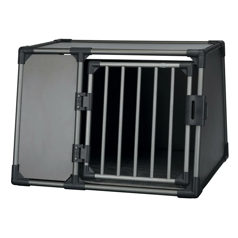 TRIXIE Hunde Alubox Transportbox Aluminium in Grafit – Sicherer Reisebegleiter fürs Auto
