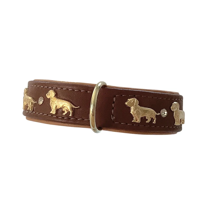 Hundehalsband Dackel / Teckel / Dachshund mit Strass - individuelle Farbgestaltung
