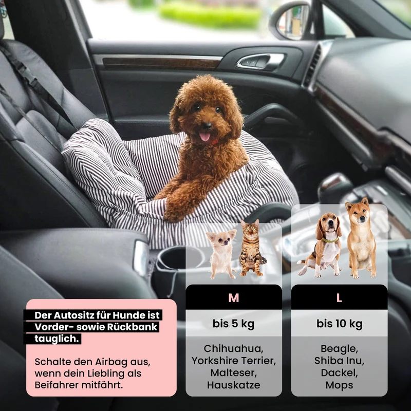 Hunde Autositz inkl. Sicherheitsgurt
