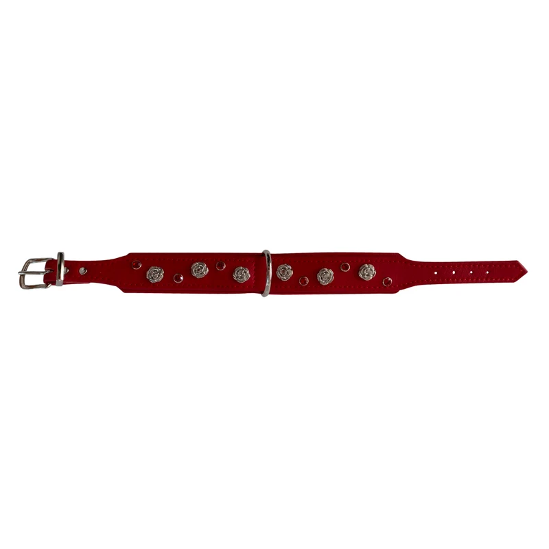 Ausstellungsstück Hundehalsband Rose - Rot - Größe 35 cm