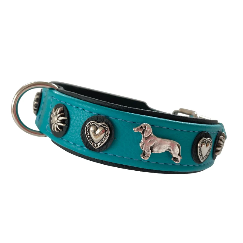 Hundehalsband - Lederhalsband Dackel / Teckel / Dachshund - individuelle Farbgestaltung