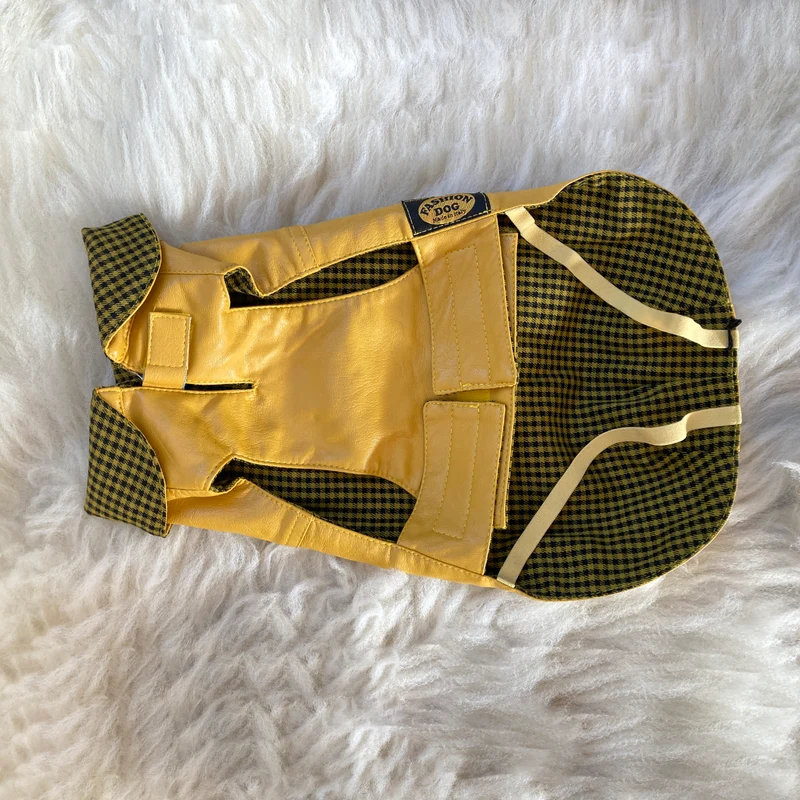 Hundewintermantel / Hunderegenmantel Yellow mit Karofutter