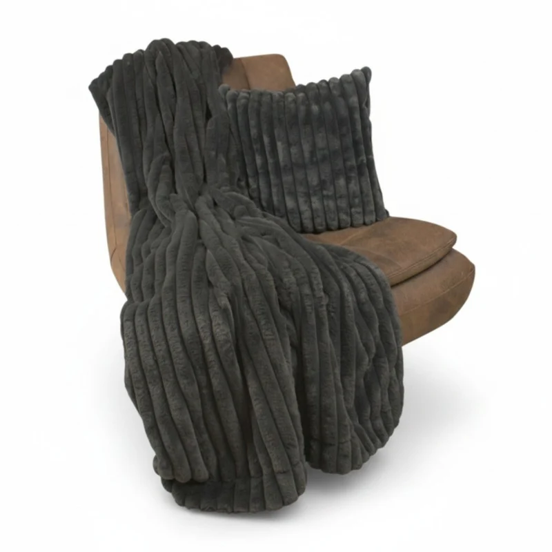 Kuscheldecke - Stripes Big Charcoal