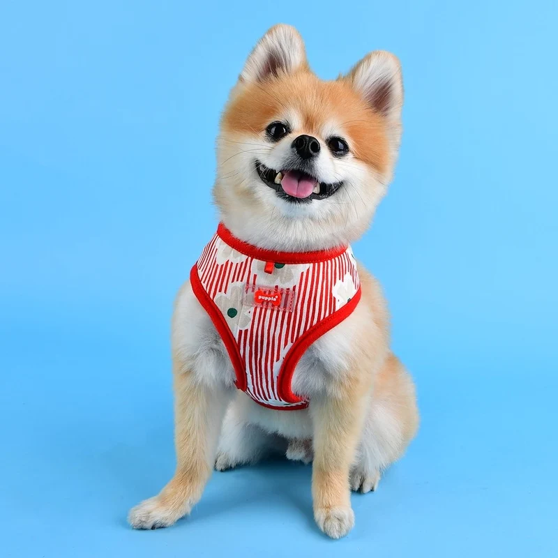 Puppia Verna Harness A - Softgeschirr Gemustert Rot