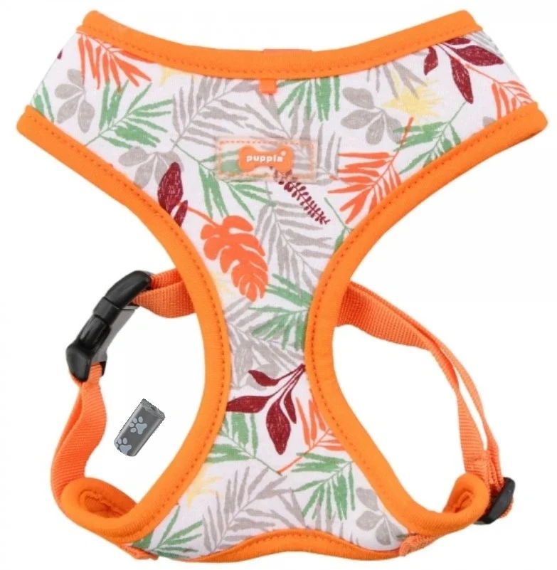Puppia Botanical Harness A - Softgeschirr Gemustert Orange