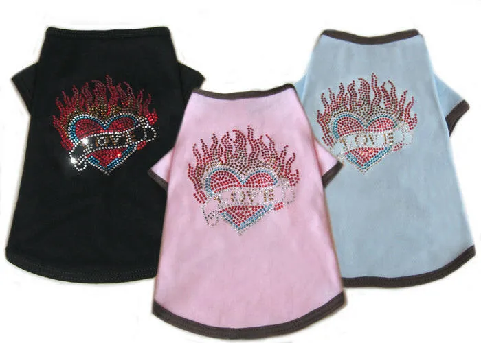 DIVA DOG Flaming Heart T-Shirts
