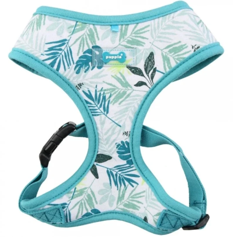Puppia Botanical Harness A - Softgeschirr Gemustert Hellblau
