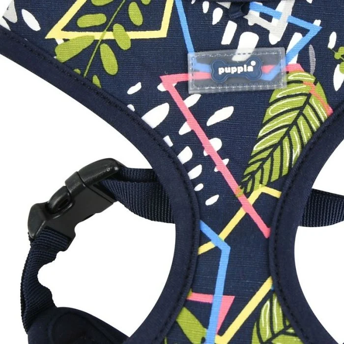 Puppia Botanical Harness A - Softgeschirr Gemustert Blau