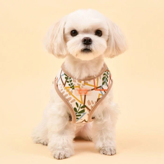 Puppia Botanical Harness A - Softgeschirr Gemustert Beige