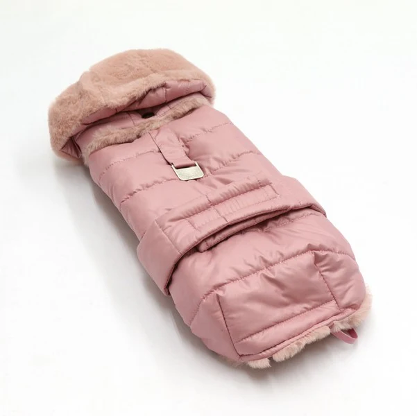 Hundewintermantel / Hunderegenmantel Gelb mit Webpelz
