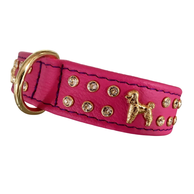 Hundehalsband - Lederhalsband Pudel / Poodle - Farbe frei wählbar