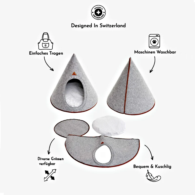 Pet & Co. Hunde und Katzen Kuschelhöhle Tonto - Felt Grey