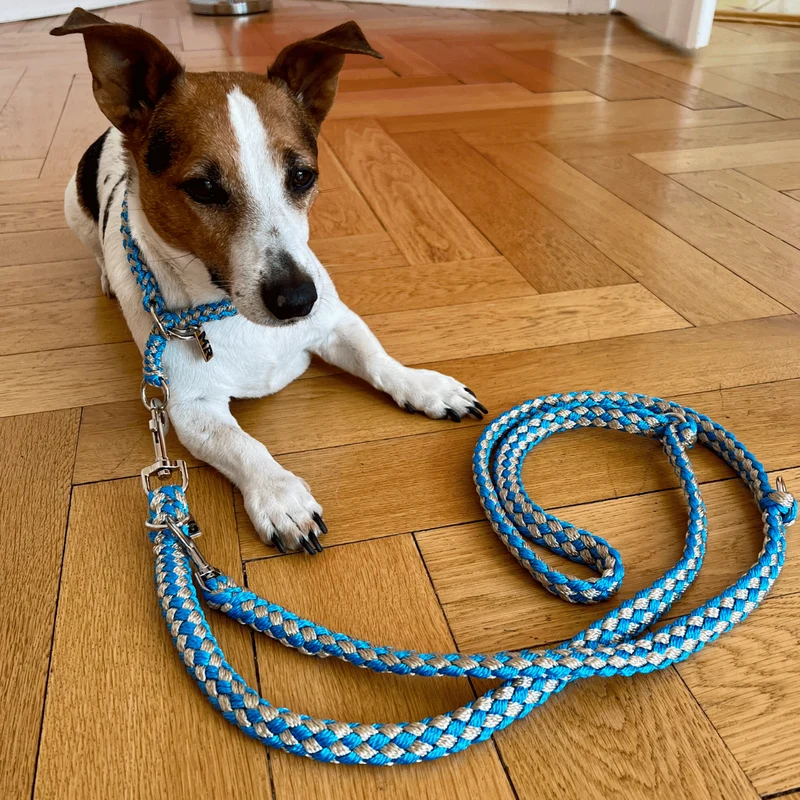 Hundehalsband Tauwerk Türkis-Karamell